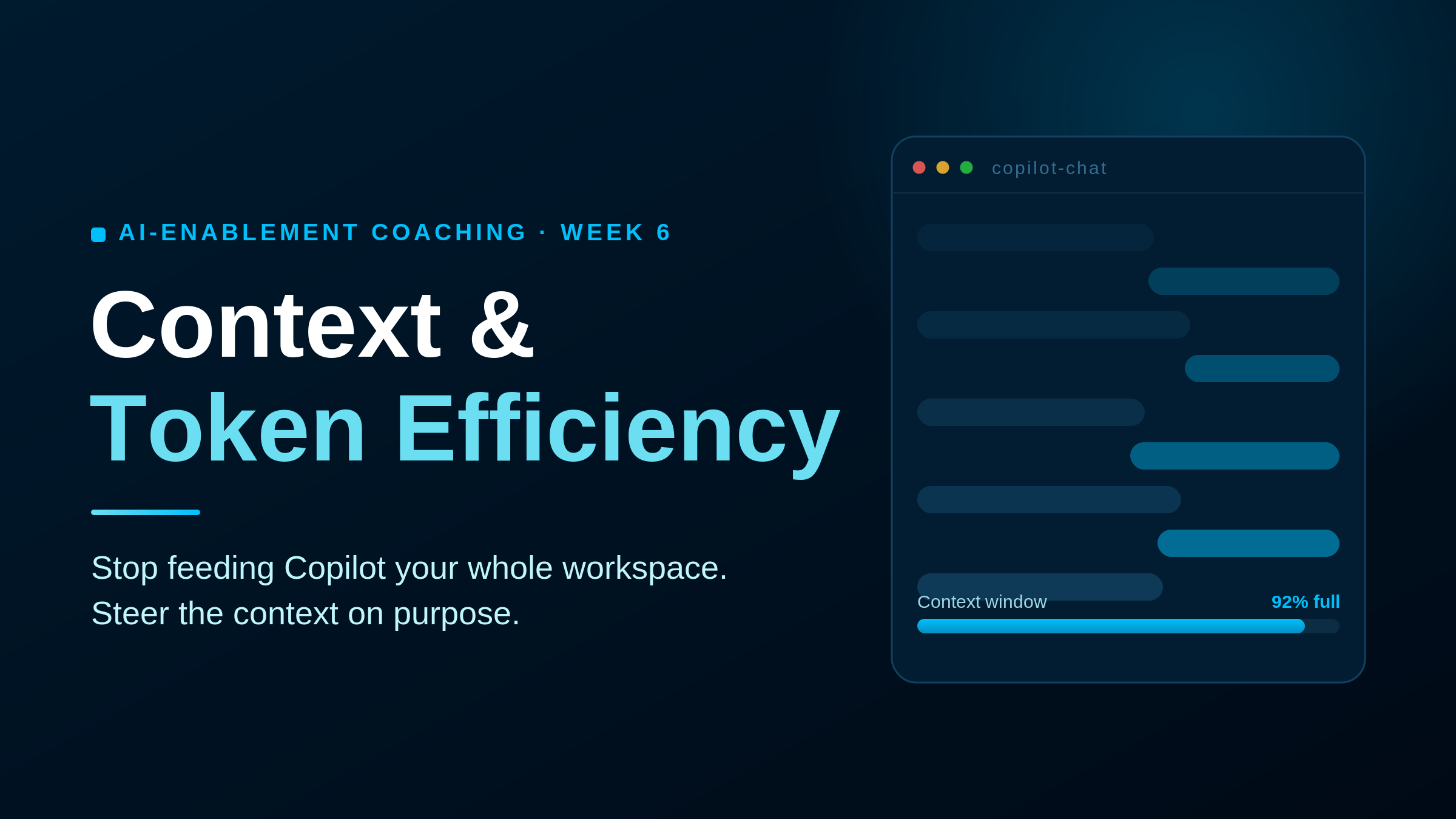 Preview Week 6: Context & Token Efficiency. Plus a Final Open-Questions Session.